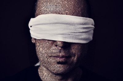blindfolded man is like double-blind studies